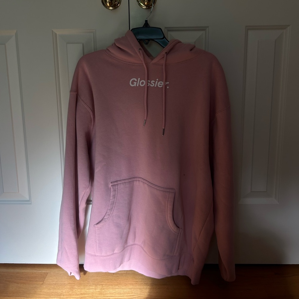 Glossier "Original Pink Hoodie" in size large